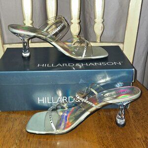 Hillard & Hansen Women's size 7. Clear with Crystal heel. Come with Box
